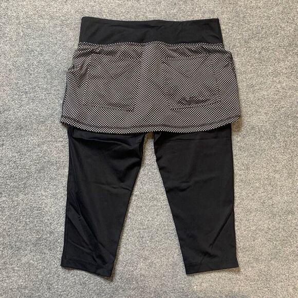 JoFit Skirted Capri Womens S Small Black White Polka Dot Pull On Stretch Pants - Picture 10 of 13